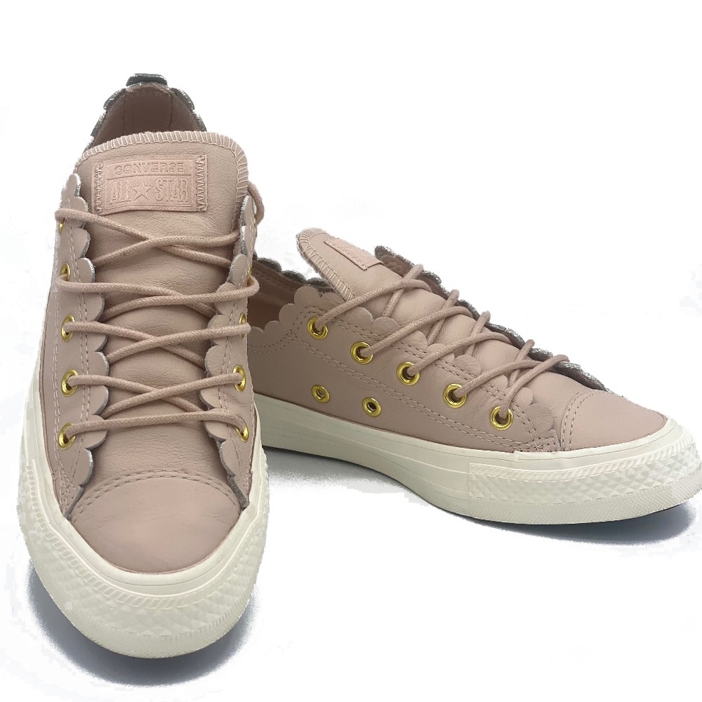 Converse Natural Chuck Taylor All Star Scalloped Leather Trainer - Size 6